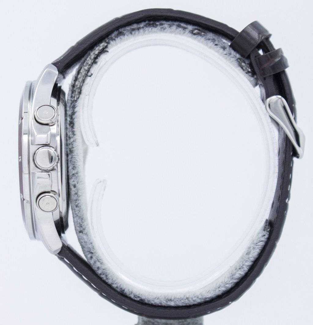 Left. Casio - Enticer Analog Quartz MTP-1374L-7A1VDF Men's Watch Grey Dial Leather 50M - Grey, Brown.