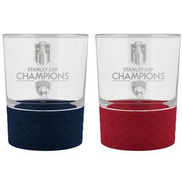 Great American Products - Florida Panthers 2025 Stanley Cup Champions Two-Piece 14oz. Rocks Glass Set - Blue