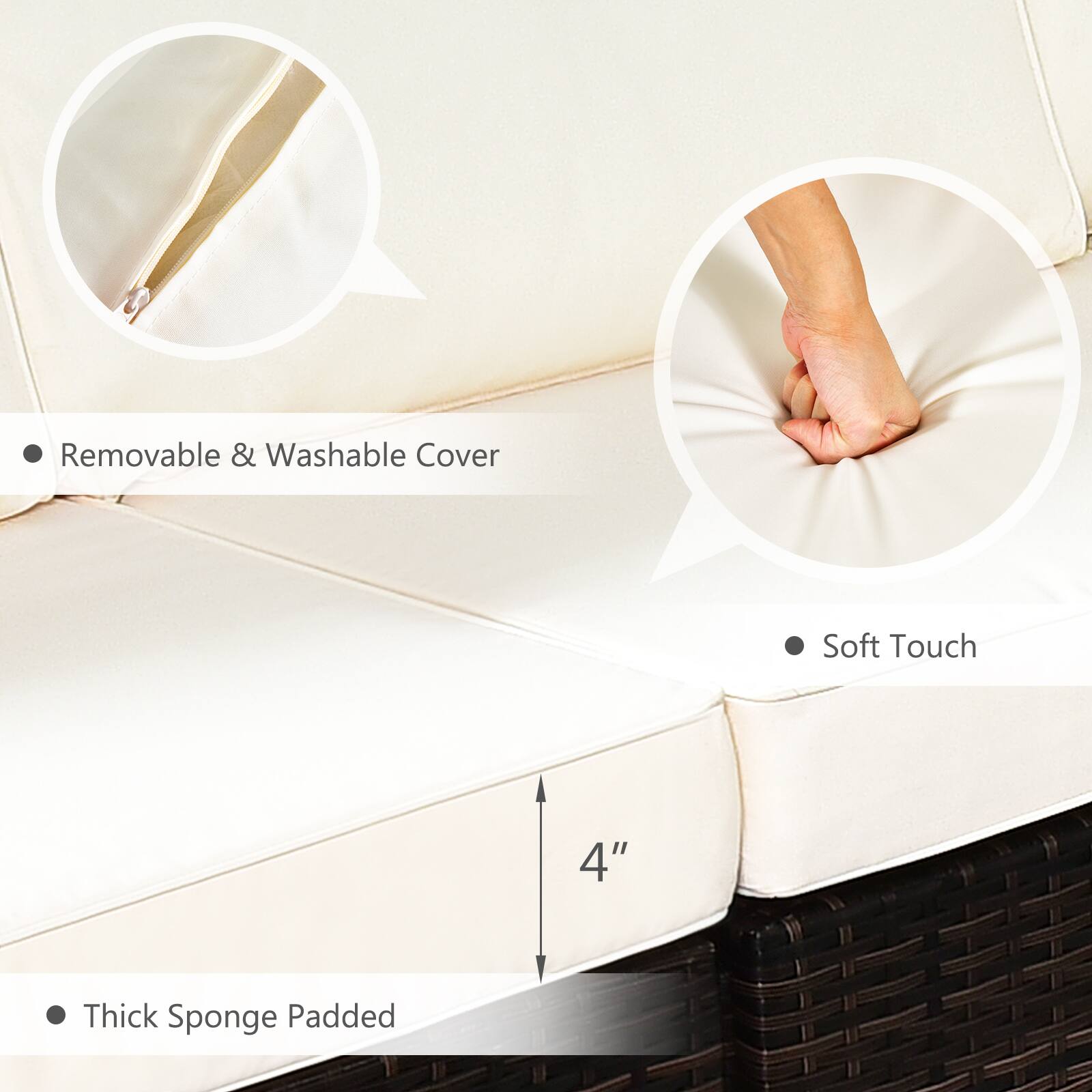 - Removable & Washable Cover
- Soft Touch
- Thick Sponge Padded
- 4"