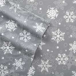 Shavel Home Products - Micro Flannel King Sheet Set - Cozy and Durable Bedding - Snowflakes Gray