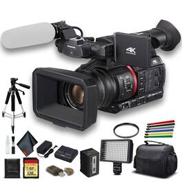 Panasonic - AG-CX350 4K Camcorder (AG-CX350) W/Padded Case, 128 GB Memory Card, Heavy Duty Tripod, Wire Straps, LED Light,