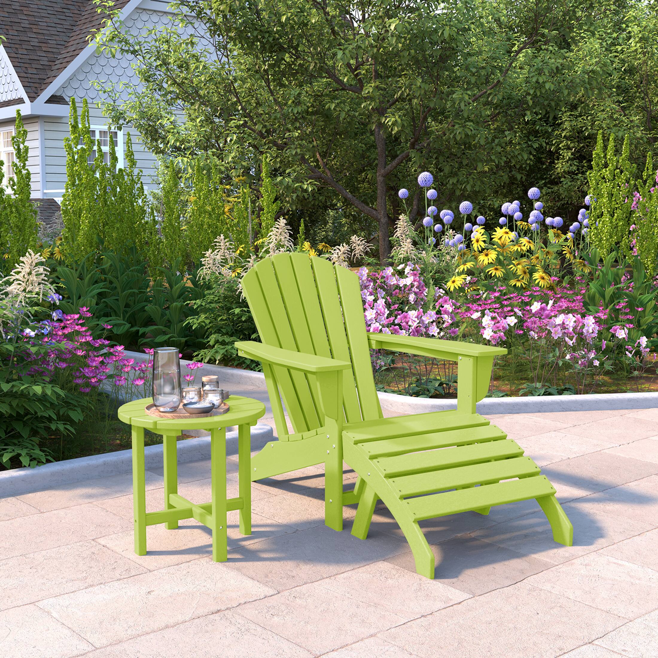 Angle. WestinTrends - WestinTrends Dylan Outdoor Adirondack Chair With Ottoman And Side Table 3-Piece Set - Lime.