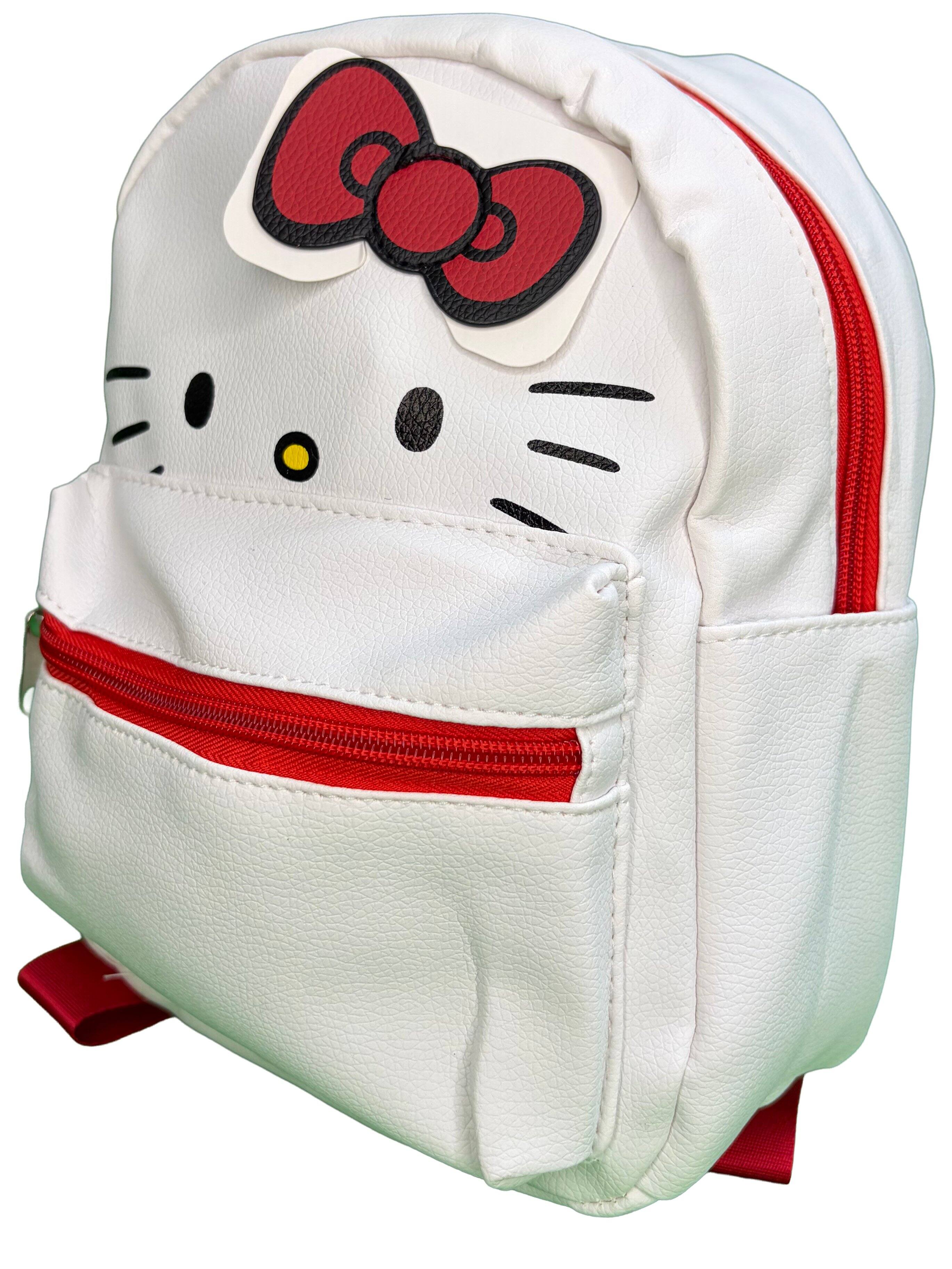 Alt View 3. UPD - Hello Kitty 10" White Faux Leather Mini Backpack with small Front Pocket - Multicolored.