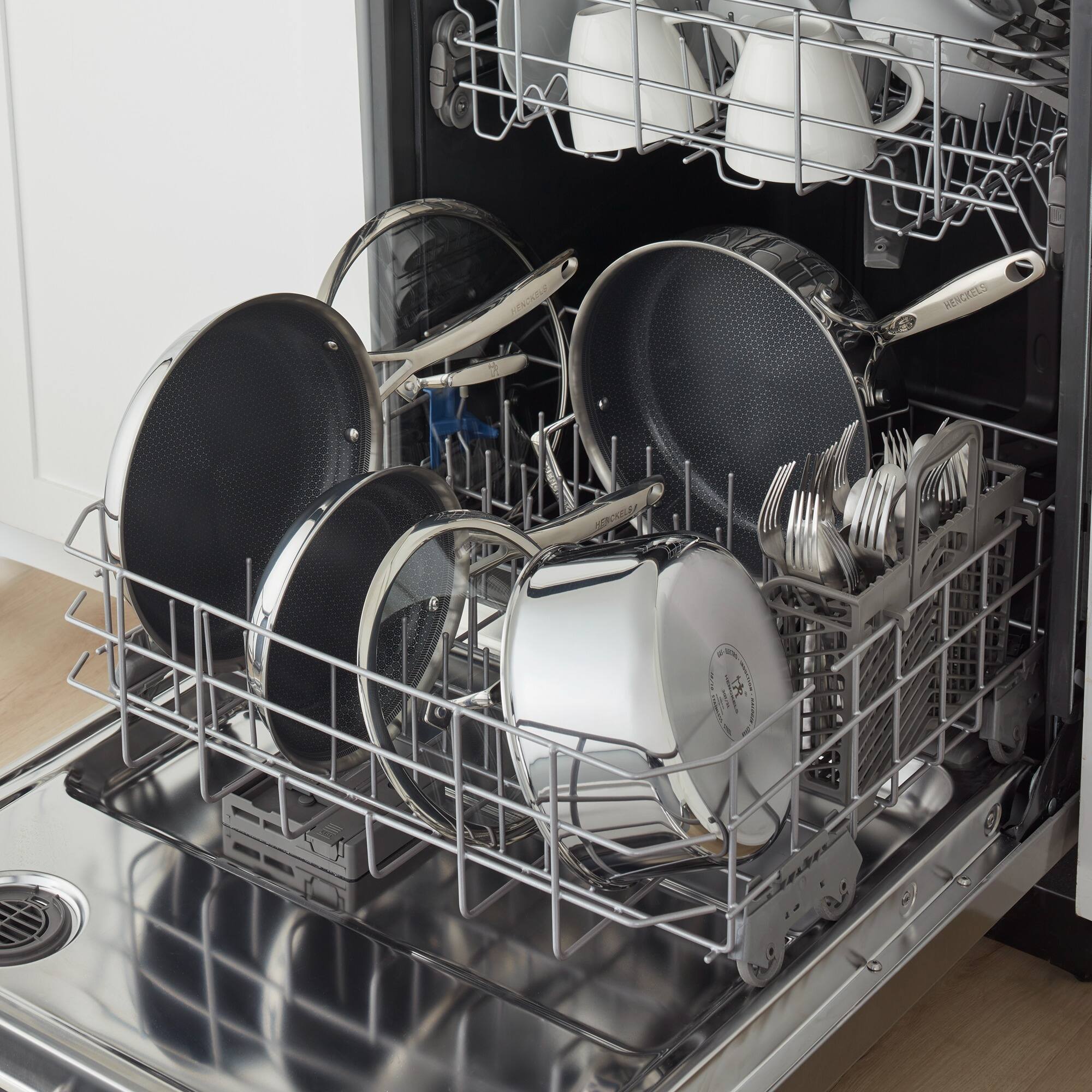 Alt View 3. Henckels - Henckels Paradigm Ceramic 12-inch Stainless Steel Dual Performance Wok with Lid - Stainless Steel.