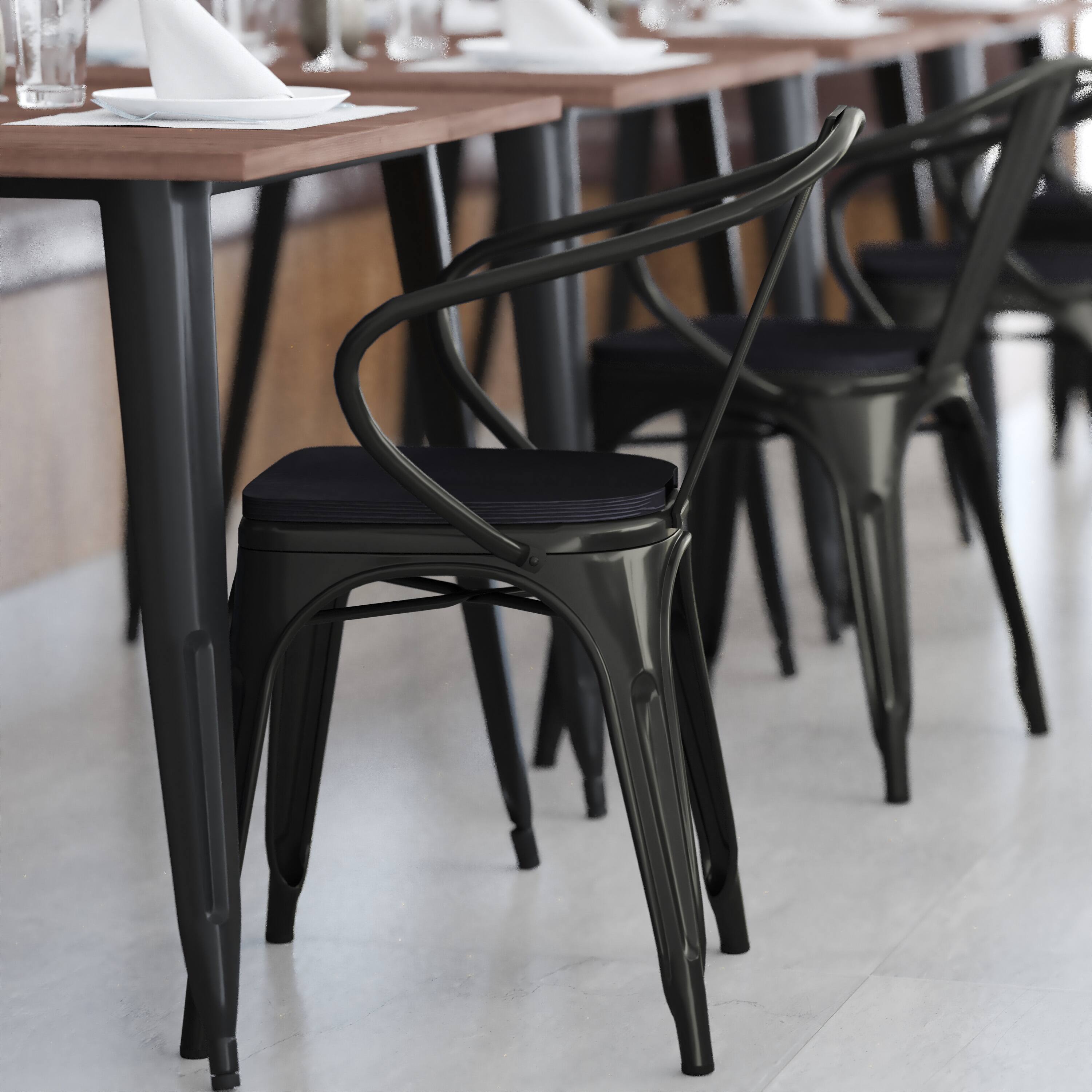 Alt View 16. Alamont Home - Luna All-Weather Metal Stack Chair with Arms and Poly Resin Seat - Black/Black - Black/Black.