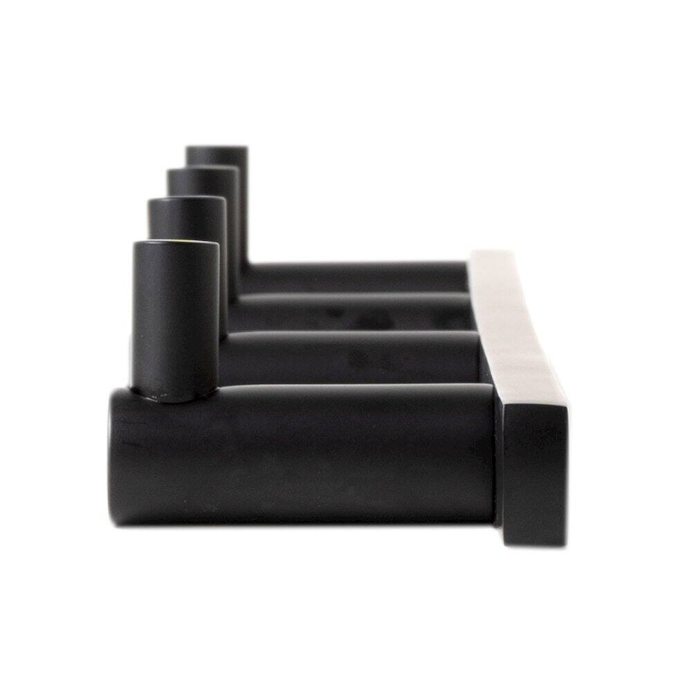 Angle. Alfi - Black Matte Wall Mounted 4 Prong Robe / Towel Hook - Black.