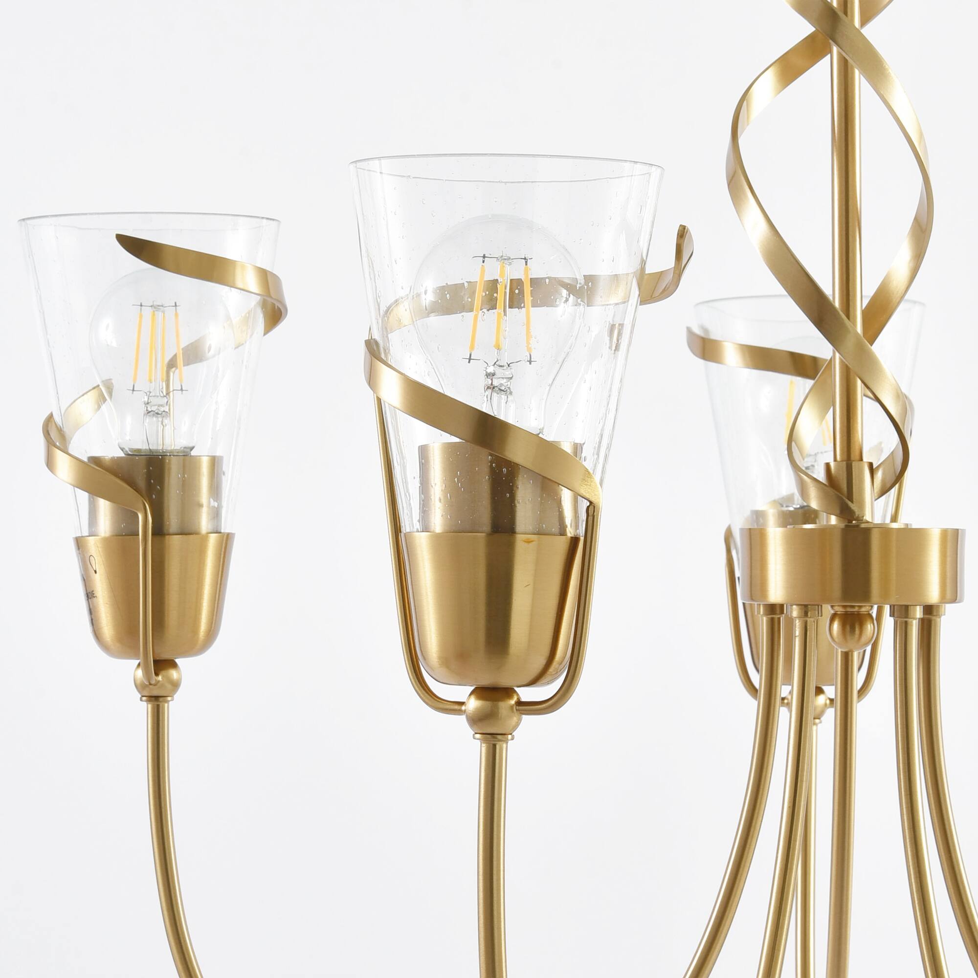 Alt View 6. Parrot Uncle - 26" Modern 5-Light Chandelier with Glass Shade Adjustable Pendant Lighting For Dining Room and Living Room - Gold.