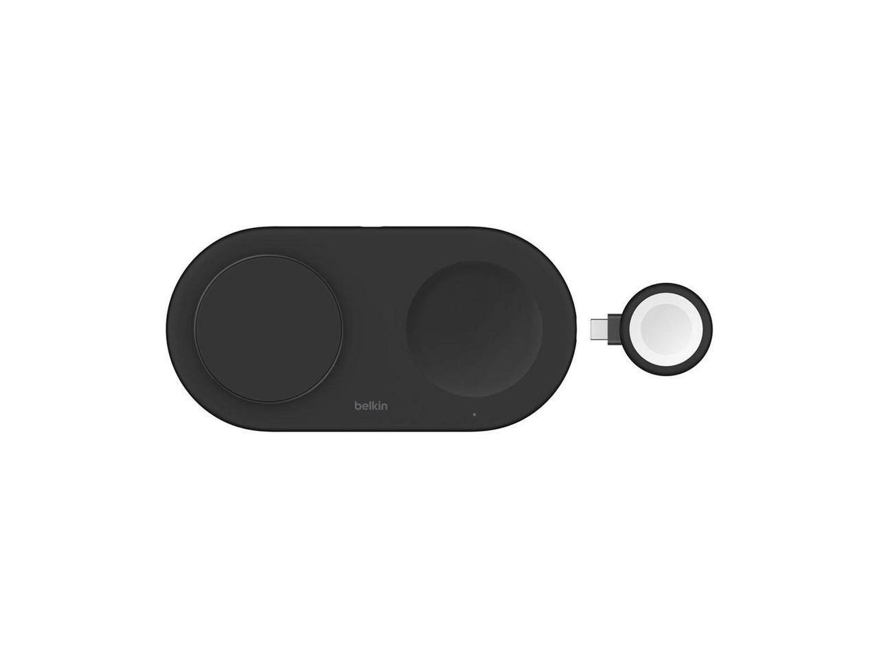 Front. Belkin - Belkin BoostCharge Pro 15W 3-In-1 Magnetic Qi2 Charging Pad with USB-C Apple Watch Charger, Black - Black.