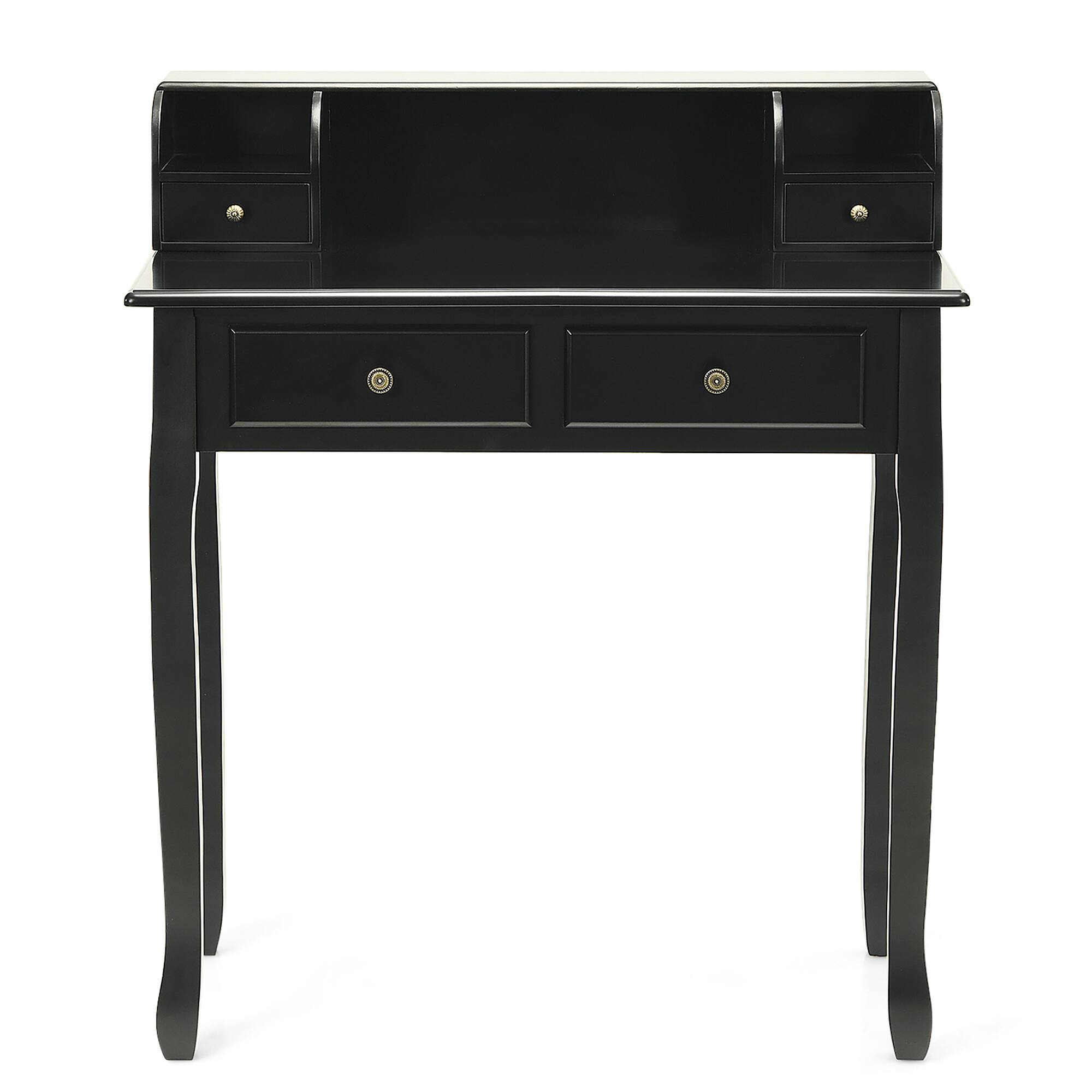 Alt View 9. Costway - Costway Writing Desk Makeup Vanity Table Home Office Computer Desk 4 Drawer - Black.