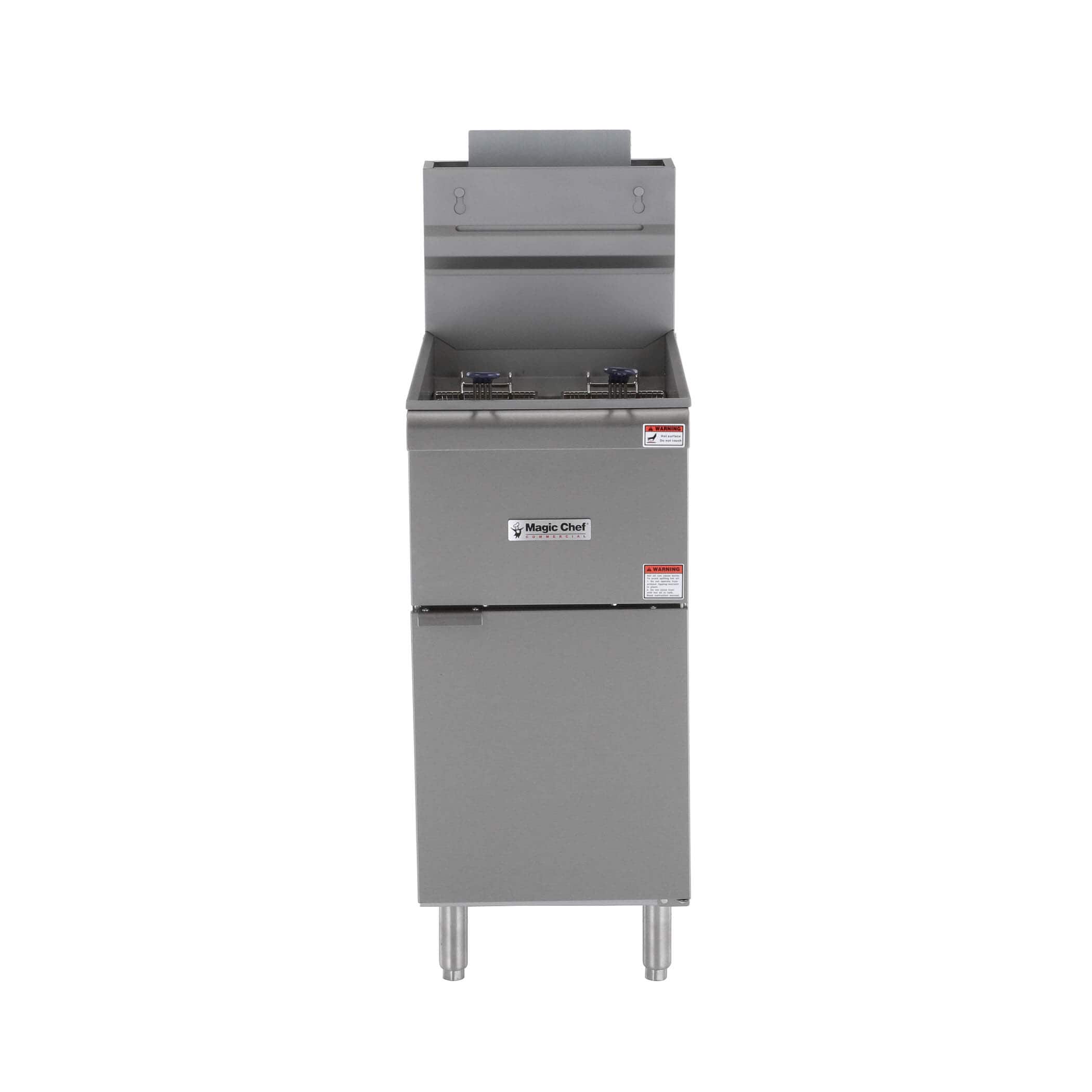 Magic Chef - 21 Qt. 40 lb. Commercial Natural Gas Fryer - 90, 000 BTU - Stainless Steel