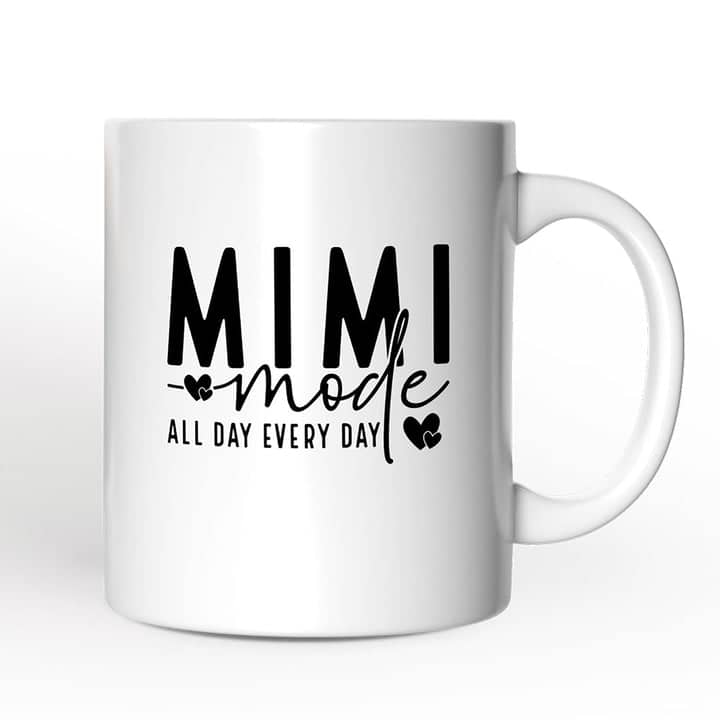 OrnamentallyYou - Mimi Mode Mug, All Day Every Day Grandma Gift - White
