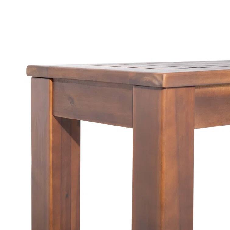 Alt View 5. Mondawe - Acacia Wood Outdoor Table and Bench Set - Dark Brown.