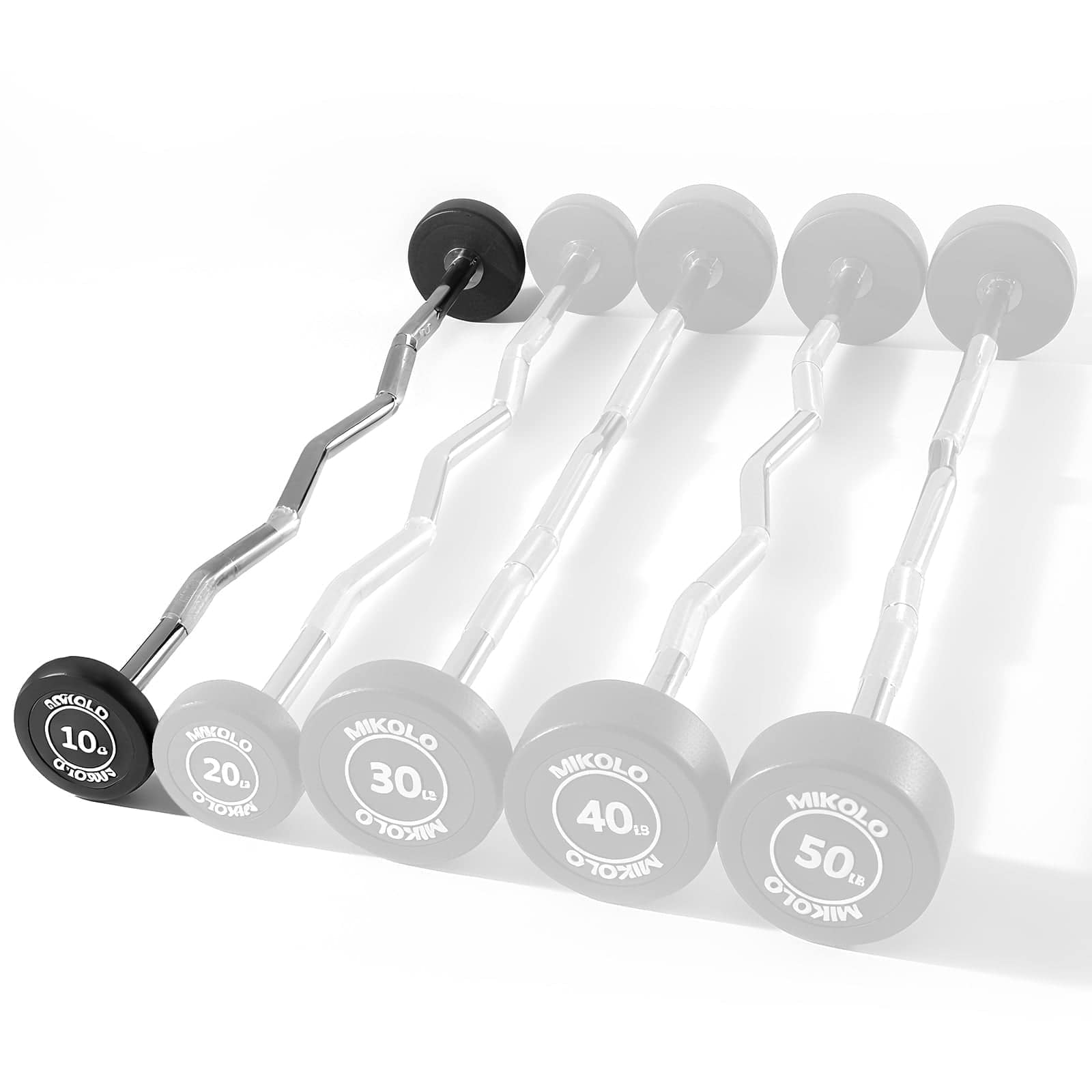 Mikolo Rubber Coated Fixed Weight EZ Curl Barbell,EZ Curl Solid