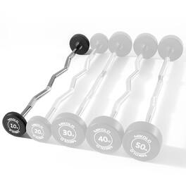 Mikolo - Rubber Coated Fixed Weight EZ Curl Barbell,EZ Curl Solid Steel Barbells, Weighted Bar(10LBS) - Black