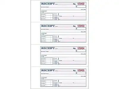 RECEIPT No. 123452
RECEIPT No. 123453
RECEIPT No. 123454
RECEIPT No. 123455