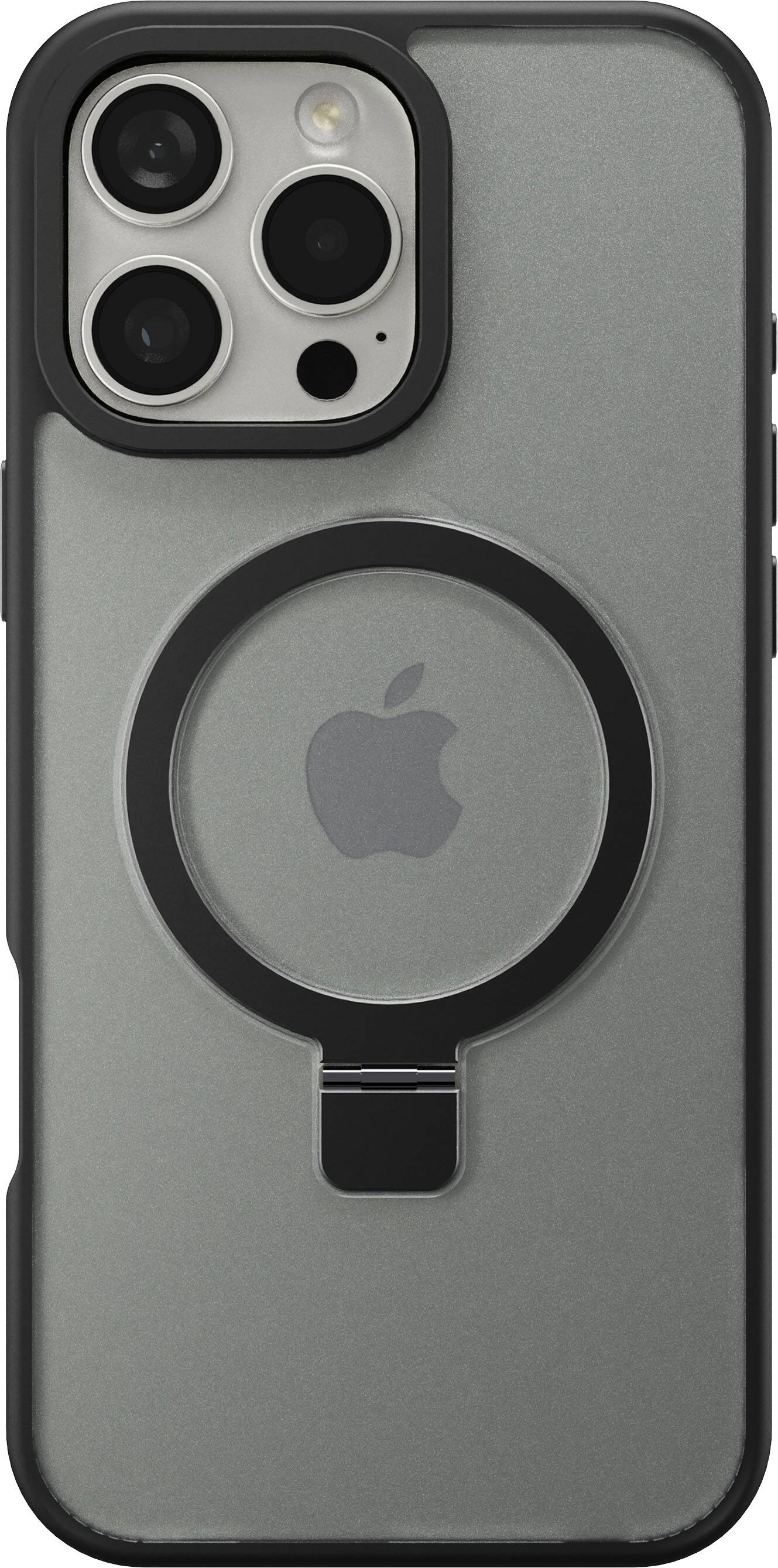 Angle. Insignia™ - Hard-Shell Case with MagSafe Kickstand for iPhone 16 Pro Max - Black.