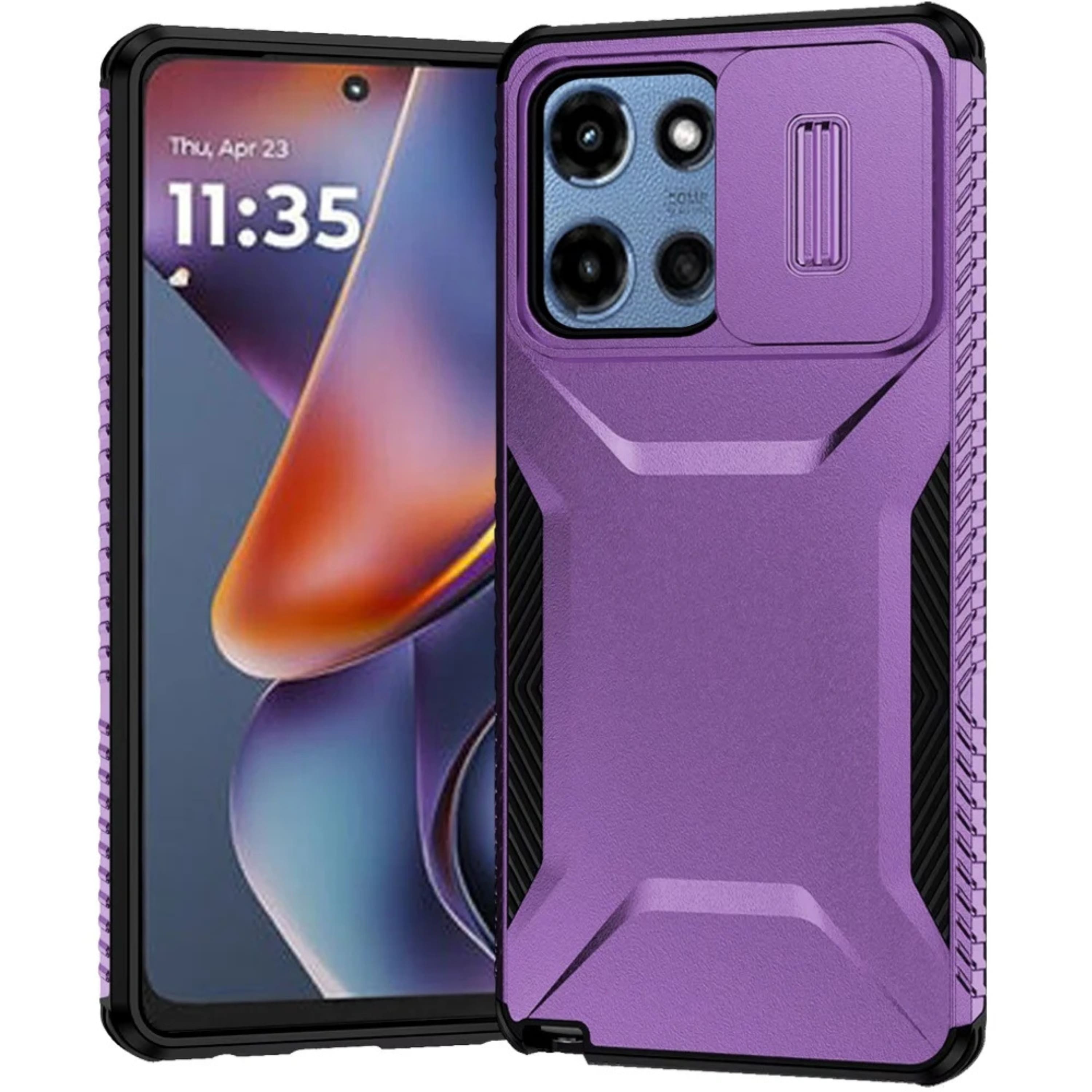 Kitcheniva - Side Grip Rugged Case For Moto G 2025 2026 G Play 2026 With Sliding Camera Cover - Dark Purple