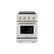 Front. ZLINE - 24 in. Wide 3 Elements Autograph 3.2 cu. ft. Paramount Freestanding Induction Range in Satin Steel with Bronze Accents - Satin Stainless Steel.