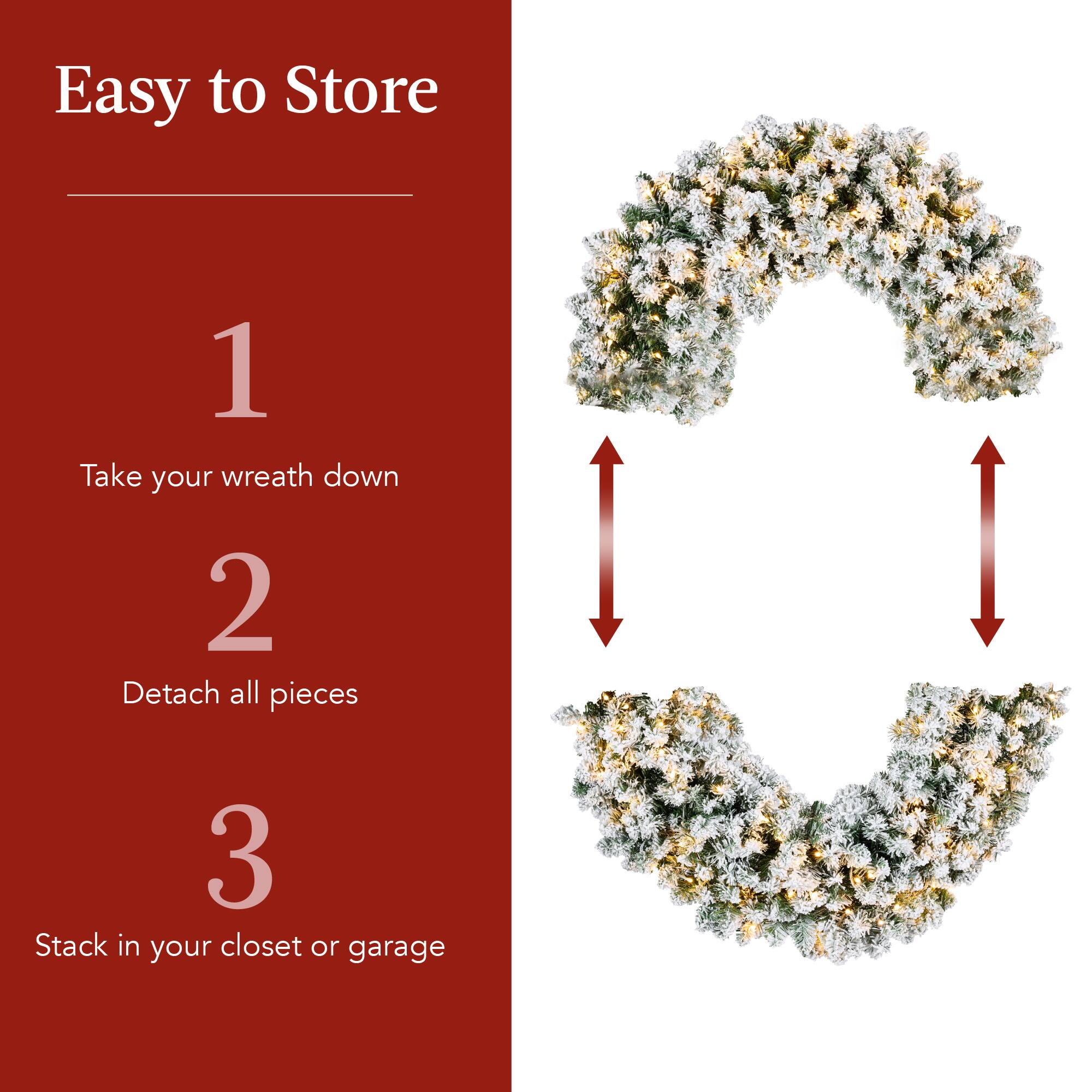 Easy to Store

1. Take your wreath down

2. Detach all pieces

3. Stack in your closet or garage