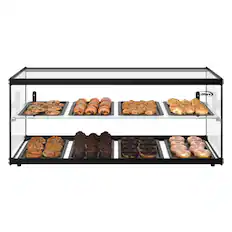 Front. Koolmore - 36 in. 2 Tiered Pastry Display Case With Shelf and Sliding Door, 4.2 cu. ft. Capacity, ETL Listed (KM-DC-4CSBK) - Black.