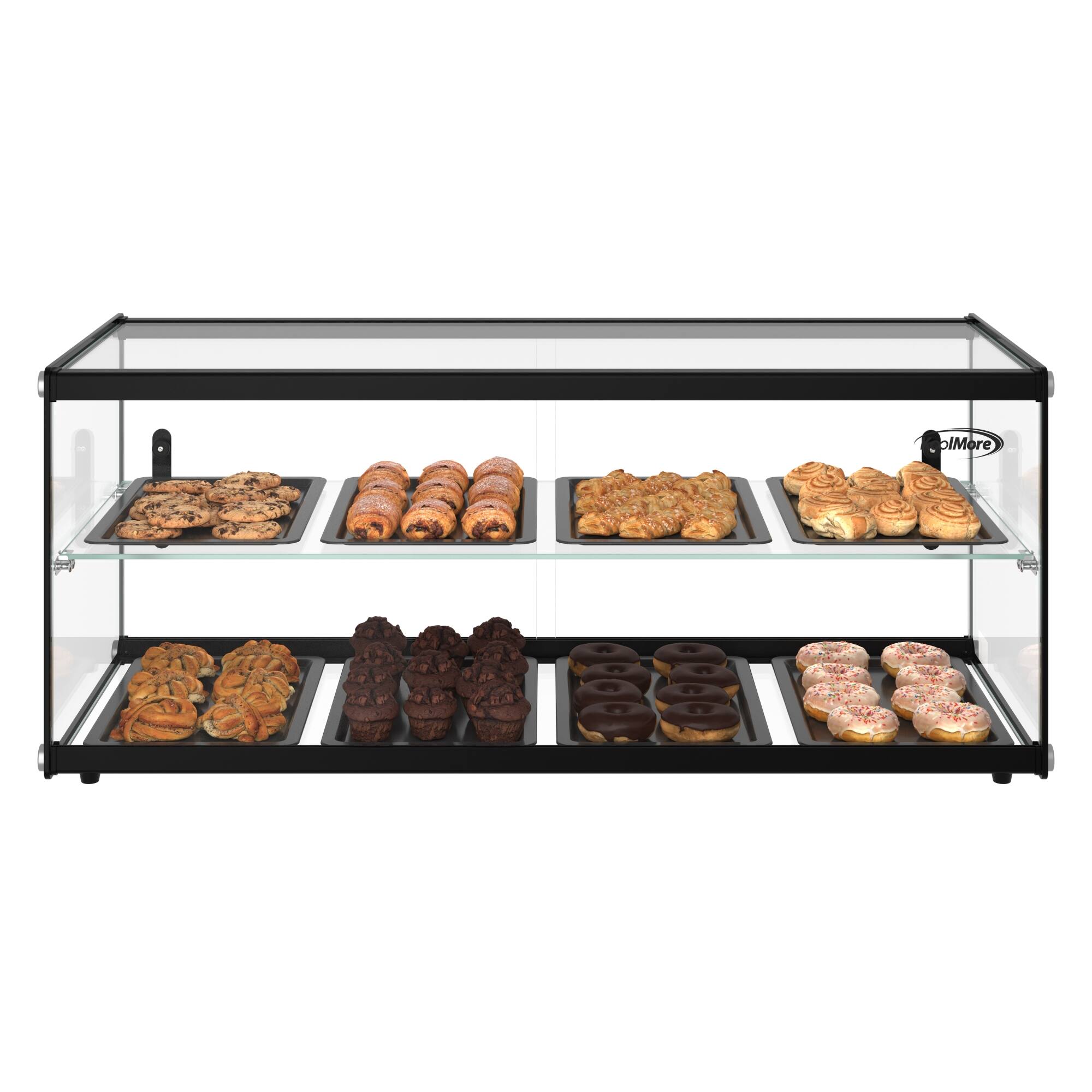 Front. Koolmore - 36 in. 2 Tiered Pastry Display Case With Shelf and Sliding Door, 4.2 cu. ft. Capacity, ETL Listed (KM-DC-4CSBK) - Black.