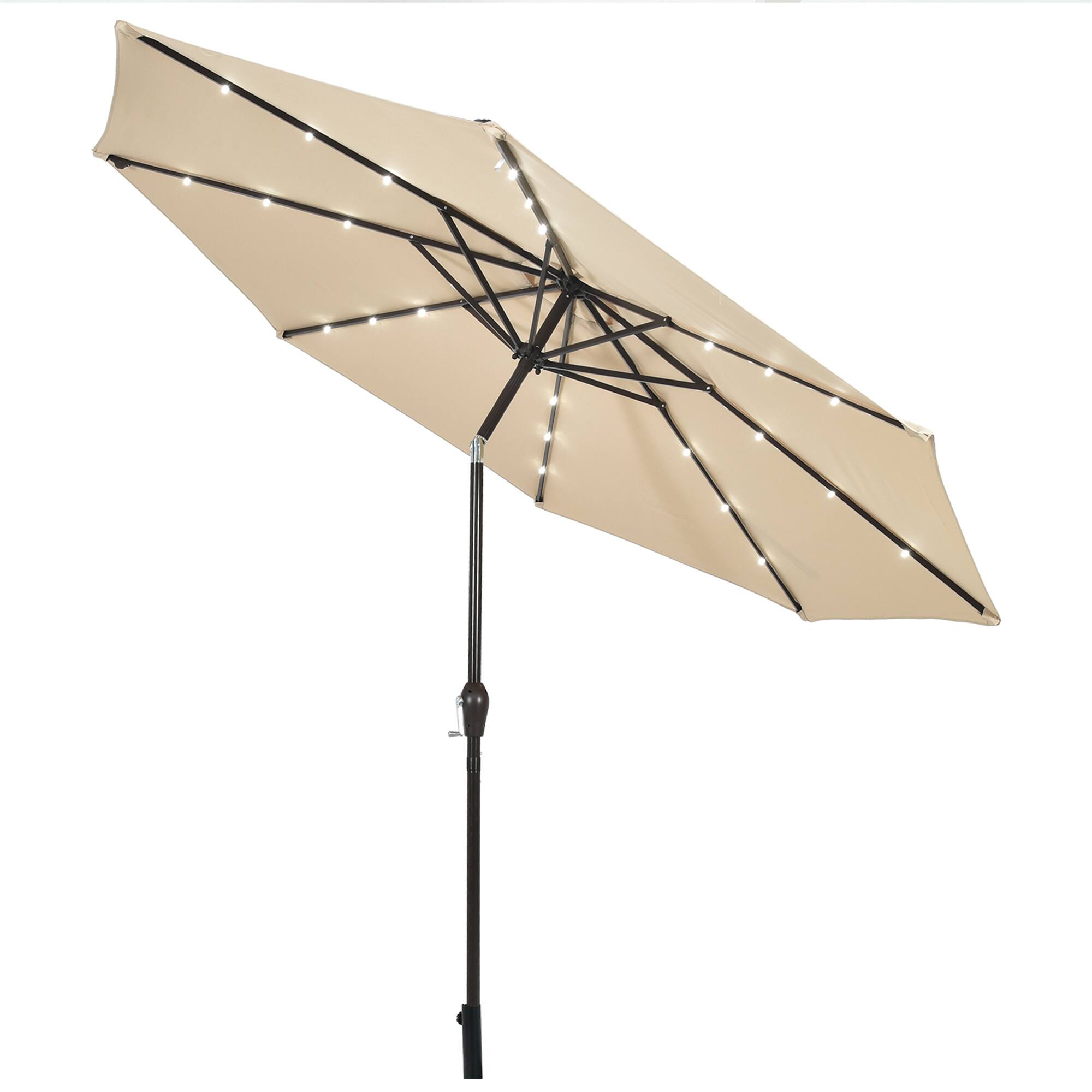 Alt View 1. Gymax - Gymax 10 ft Patio Table Market Umbrella Yard Outdoor w/ Solar LED Lights Beige - Beige.