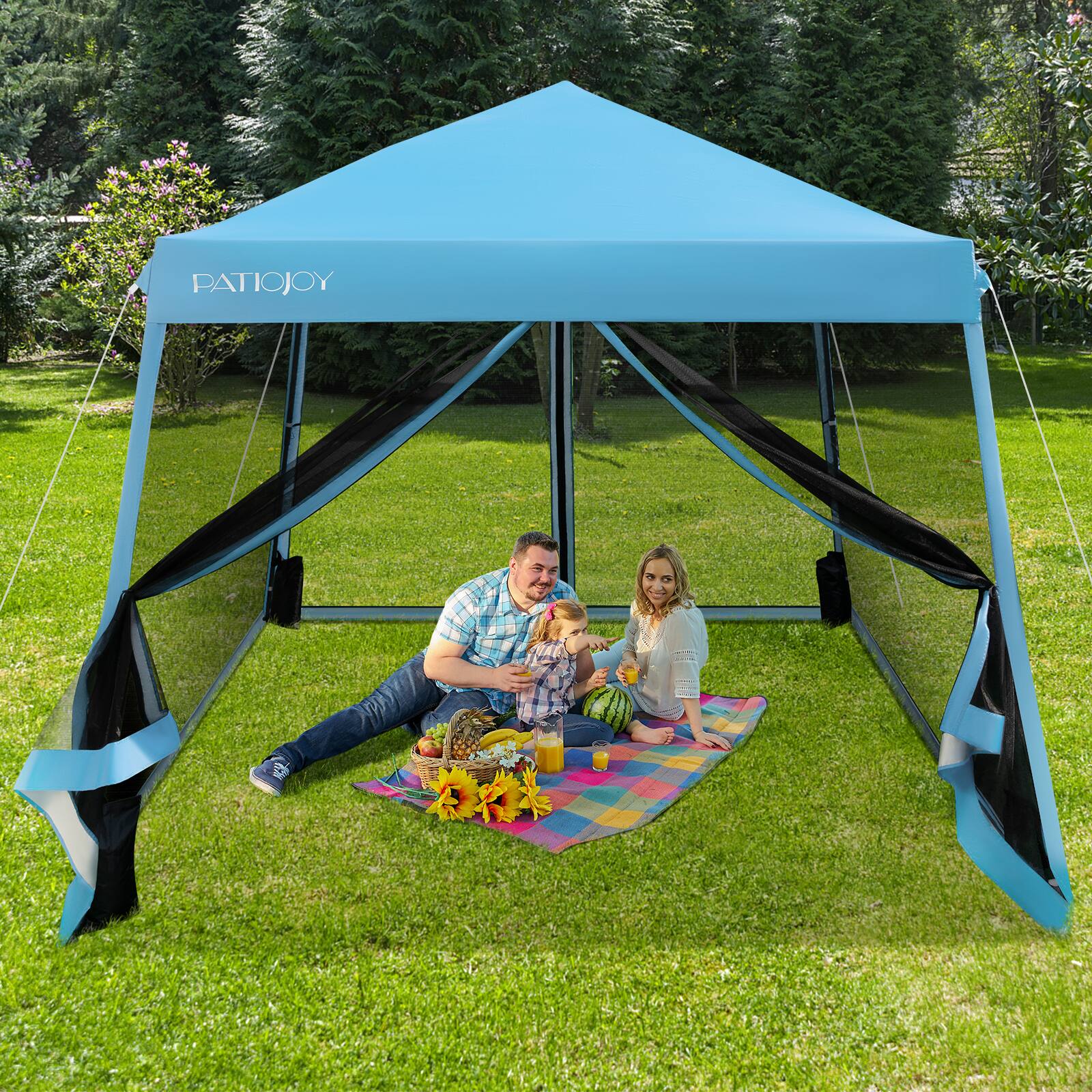 Alt View 9. Costway - Costway 10x10Ft Patio Outdoor Instant Pop-up Canopy Slant Leg Mesh Tent Folding - Blue.