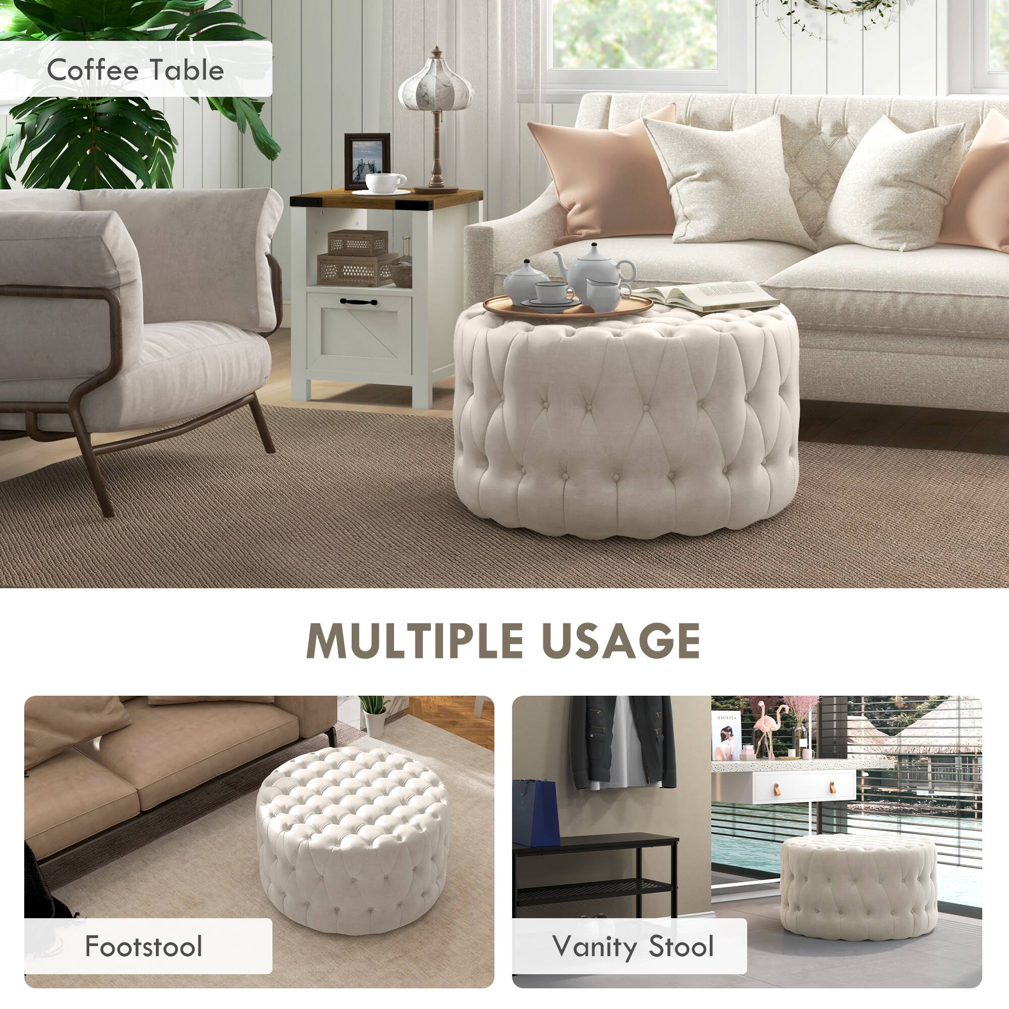 Coffee Table MULTIPLE USAGE | Footstool Vanity Stool