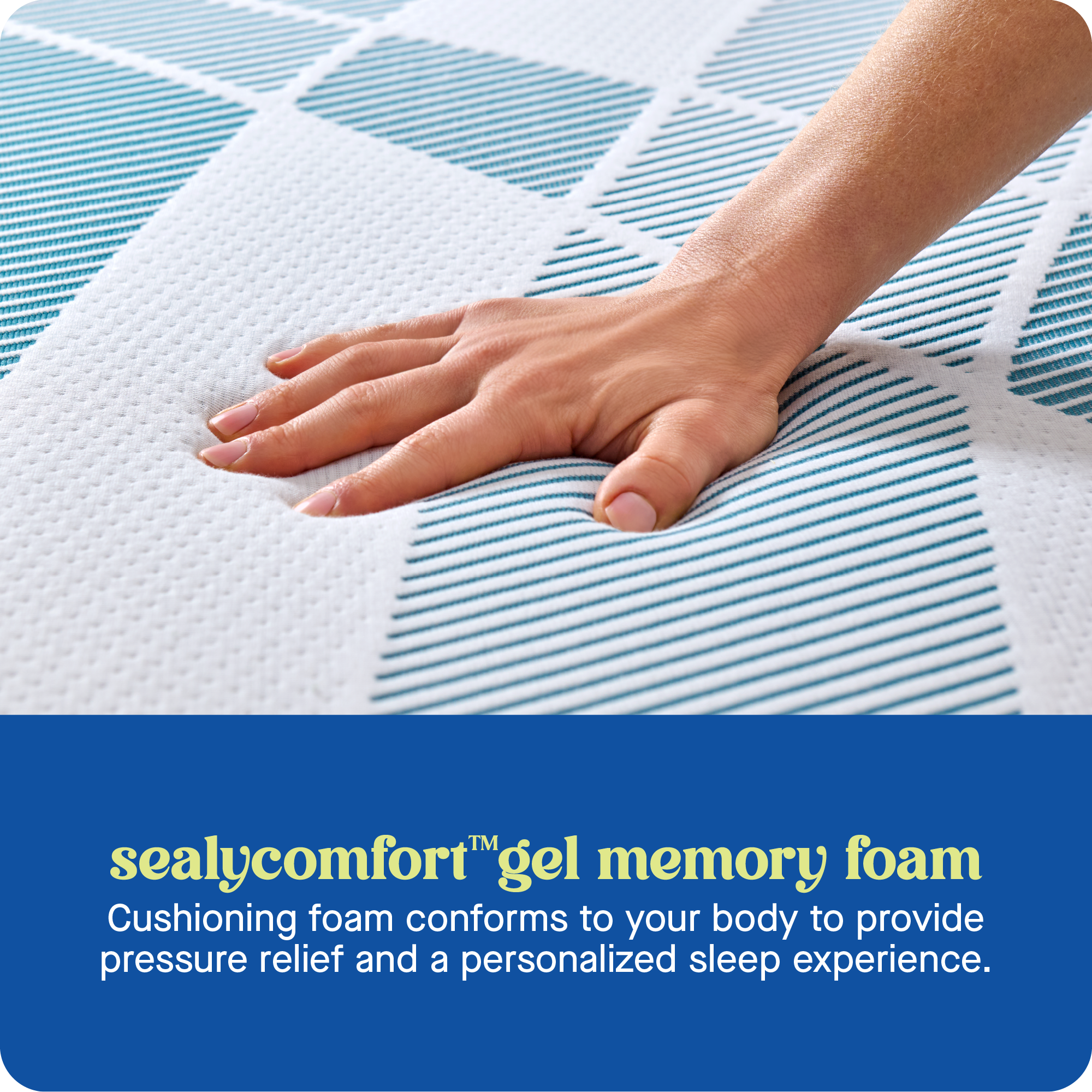 Sealycomfort gel memory foam cushioning foam conforms to your body to provide pressure relief and a personalized sleep experience.