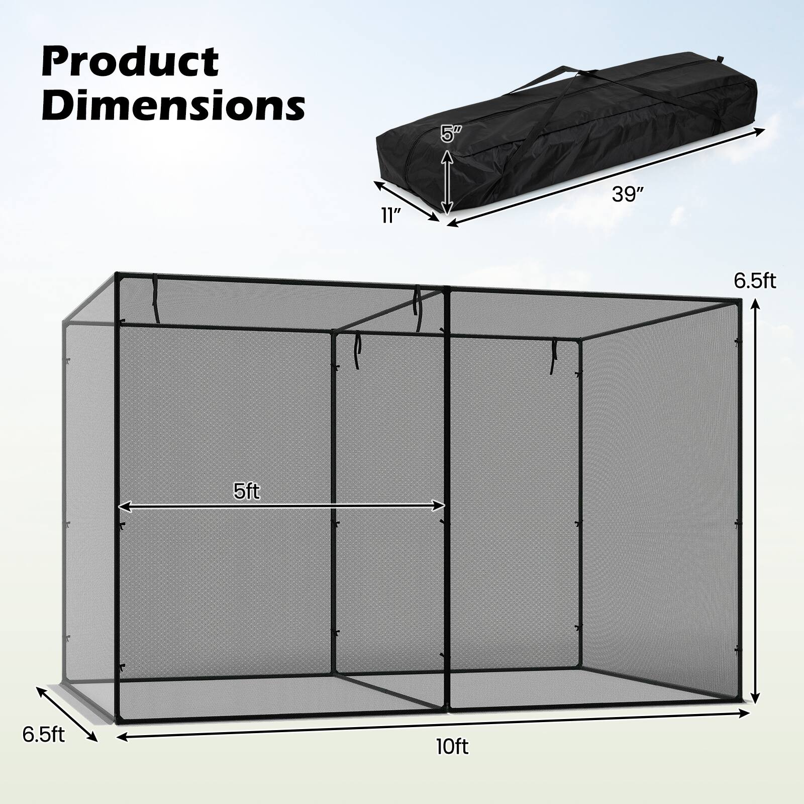Product Dimensions: 11" x 39" x 5ft x 6.5ft x 10ft