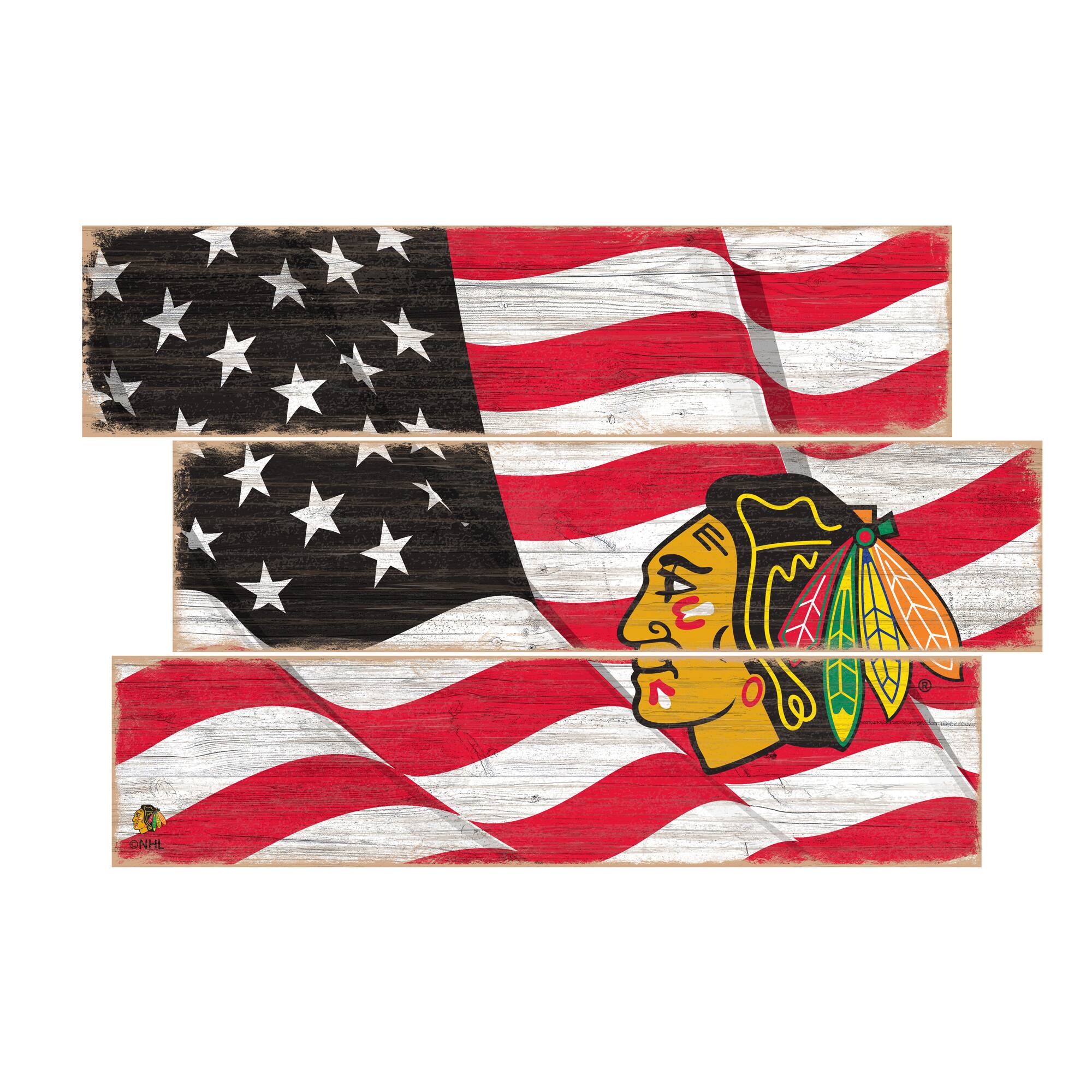 Chicago Blackhawks 3-Plank Team Flag