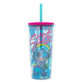 Disney - Lilo & Stitch Jamming Plastic Tumbler With Lid and Straw | Hold 20 Ounces - Blue