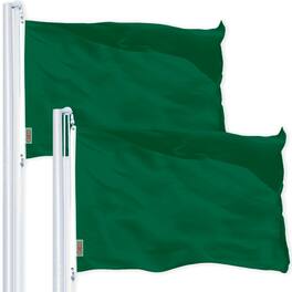 G128 - 2 Pack 2x3 ft Heavy-Duty 150D Polyester Flag — Indoor/Outdoor with Brass Grommets - Dark Green