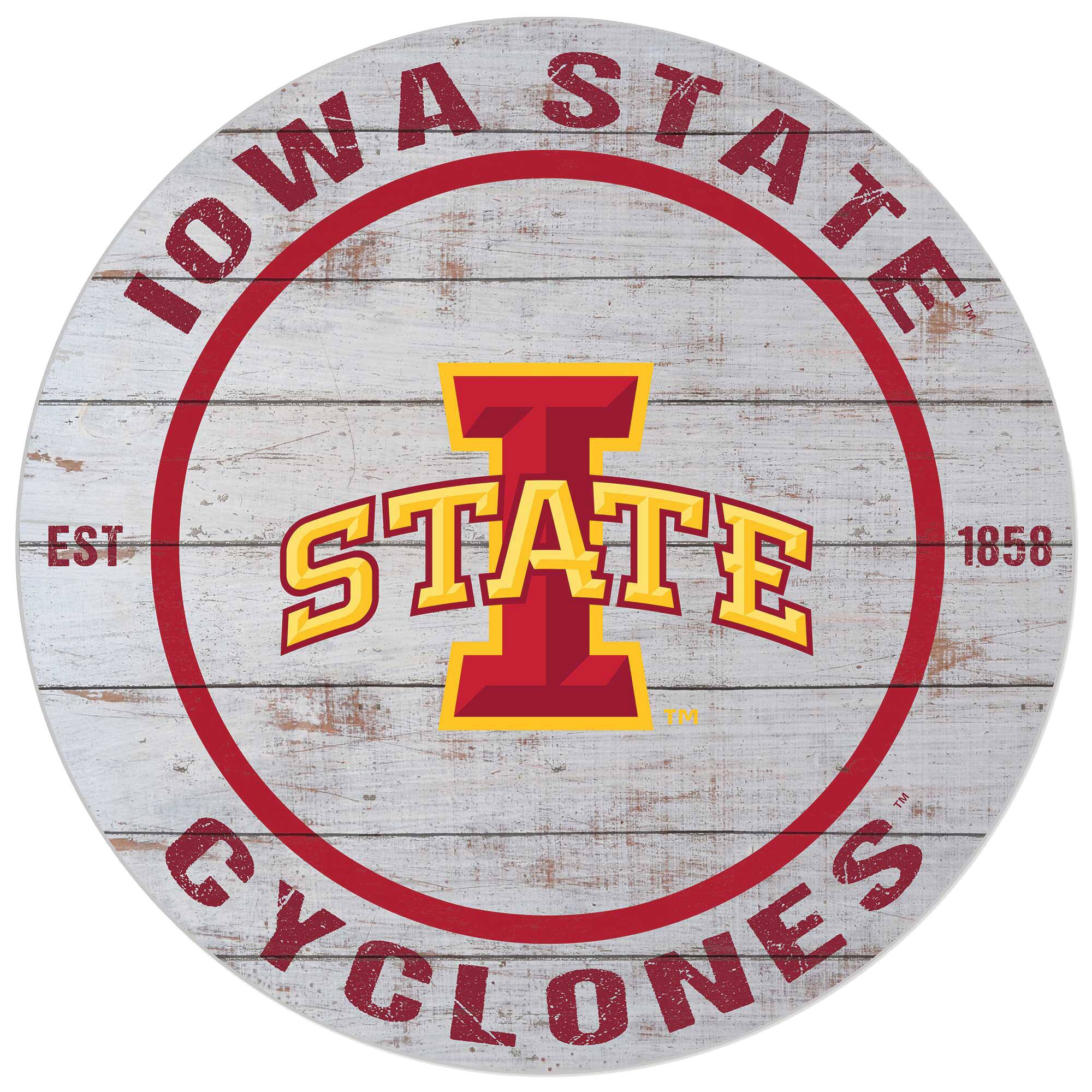 Iowa State Cyclones 20'' x 20'' Indoor/Outdoor Weathered Circle Sign