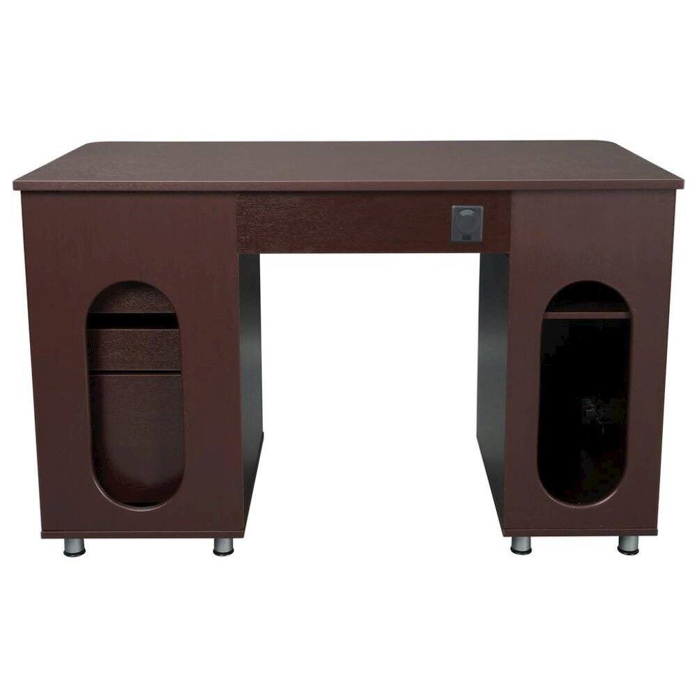 Alt View 2. FurniFact - Brown Home Office Desk with Storage 2 Drawers - Brown.