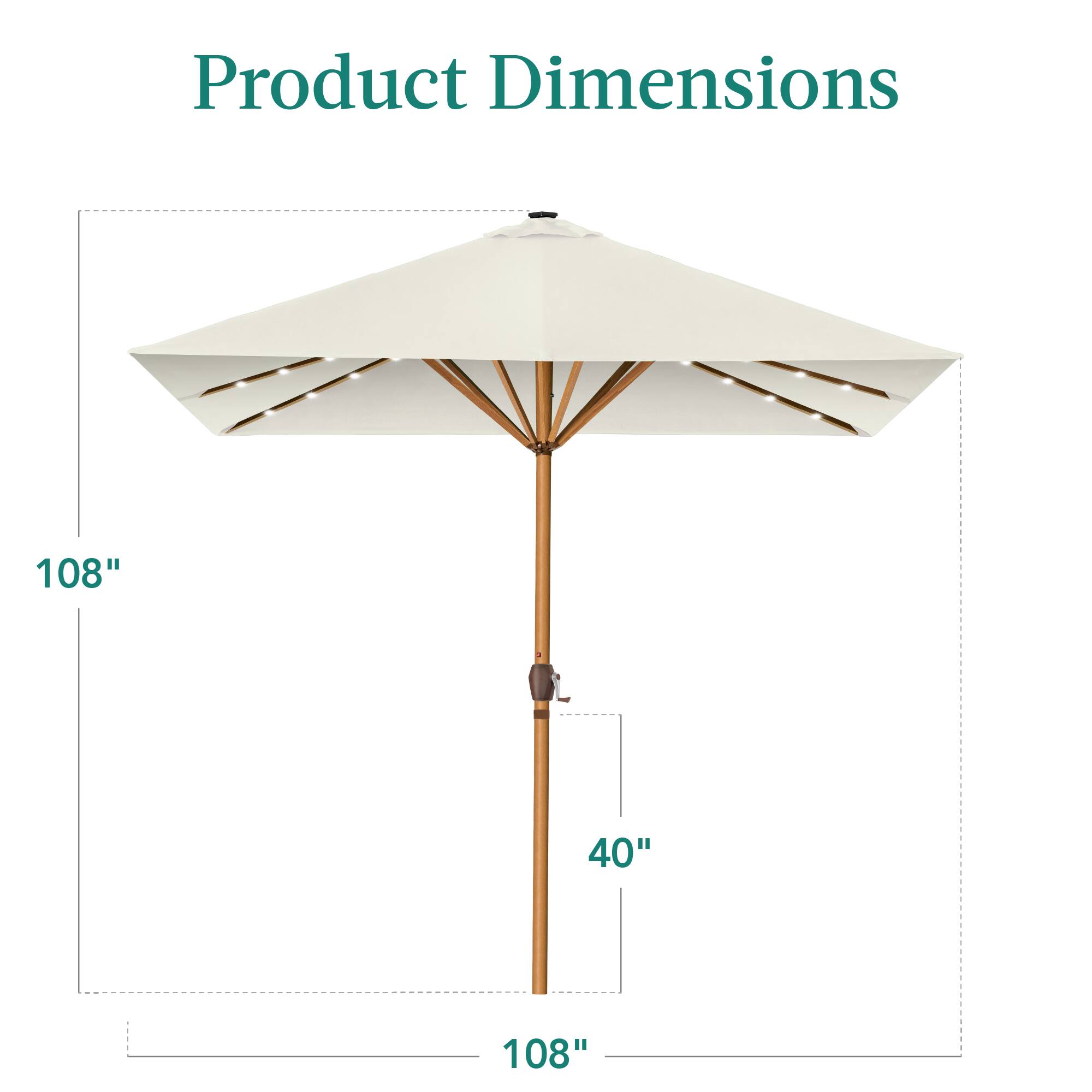 The product dimensions are 108" x 40" x 108".