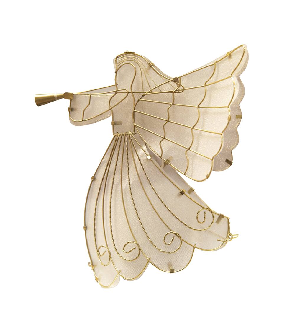 Front. Brite Star - 11" LED Lighted Gold Shimmer Angel Christmas Tree Topper - Warm Clear Lights - Clear.