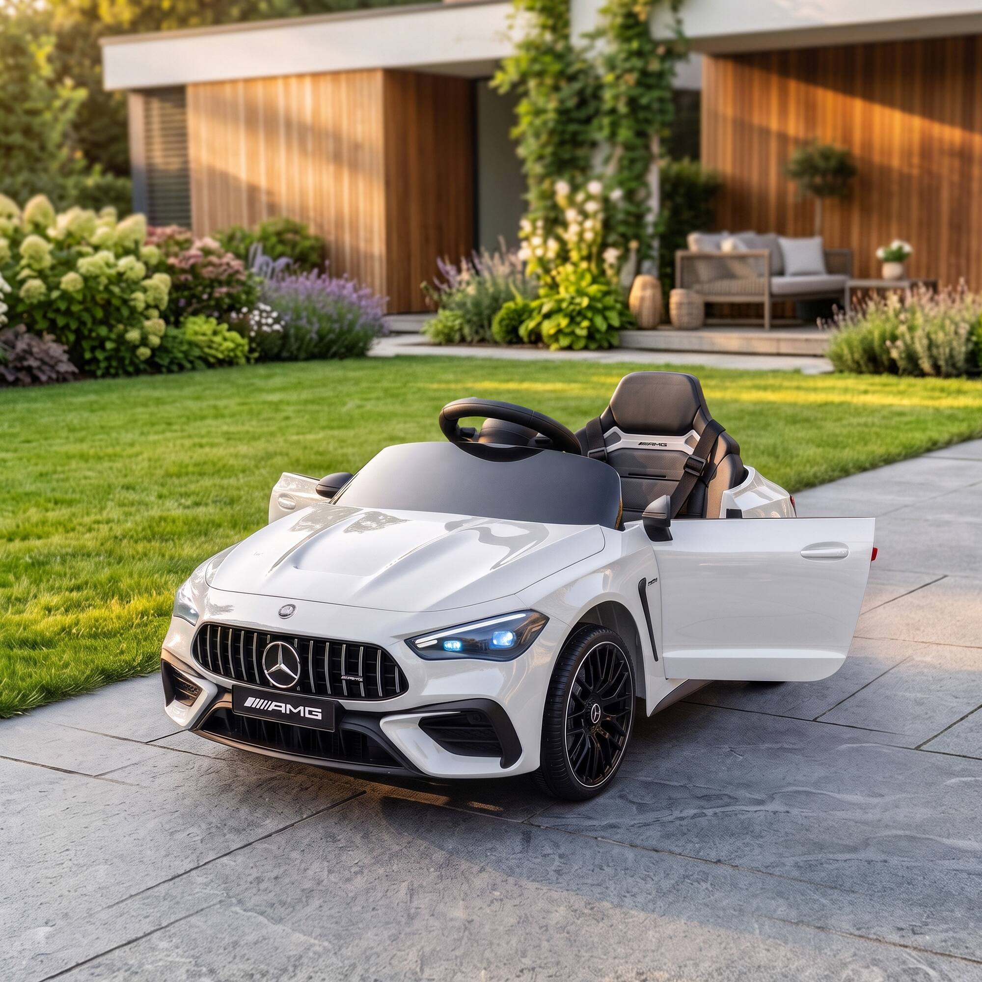 Alt View 8. Qaba - Electric Car for Kids Licensed Mercedes AMG CLE 53 with Remote, Suspension, Lights - White.