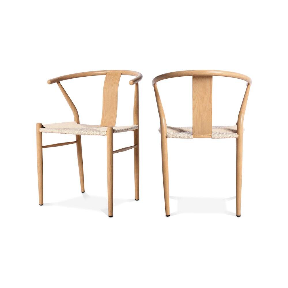 Front. Meridian Furniture - Beck Beige Hand Woven Rope Dining Chair, Set of 2 - Beige.