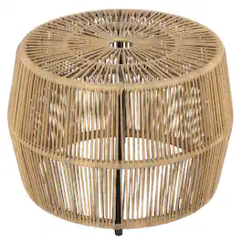 Manhattan Lane - Zyan Outdoor Coffee Table, 22 Inch Natural Brown Rattan Wicker, Steel Frame - Natural Brown, Black