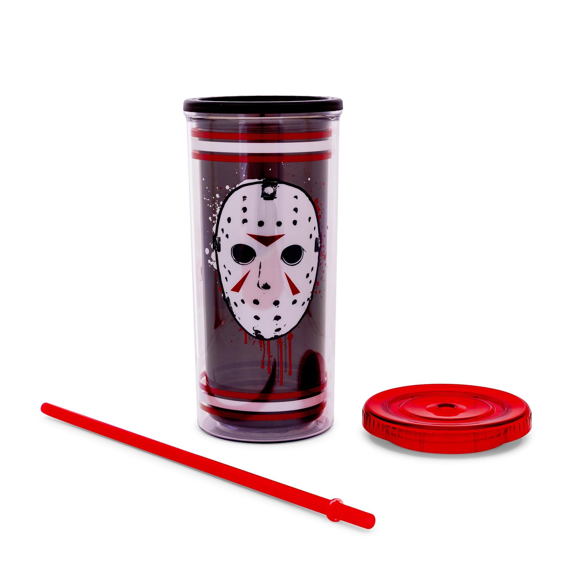 Alt View 10. Silver Buffalo - Friday The 13th Jason Mask Carnival Cup With Lid and Straw | Holds 20 Ounces - Black.