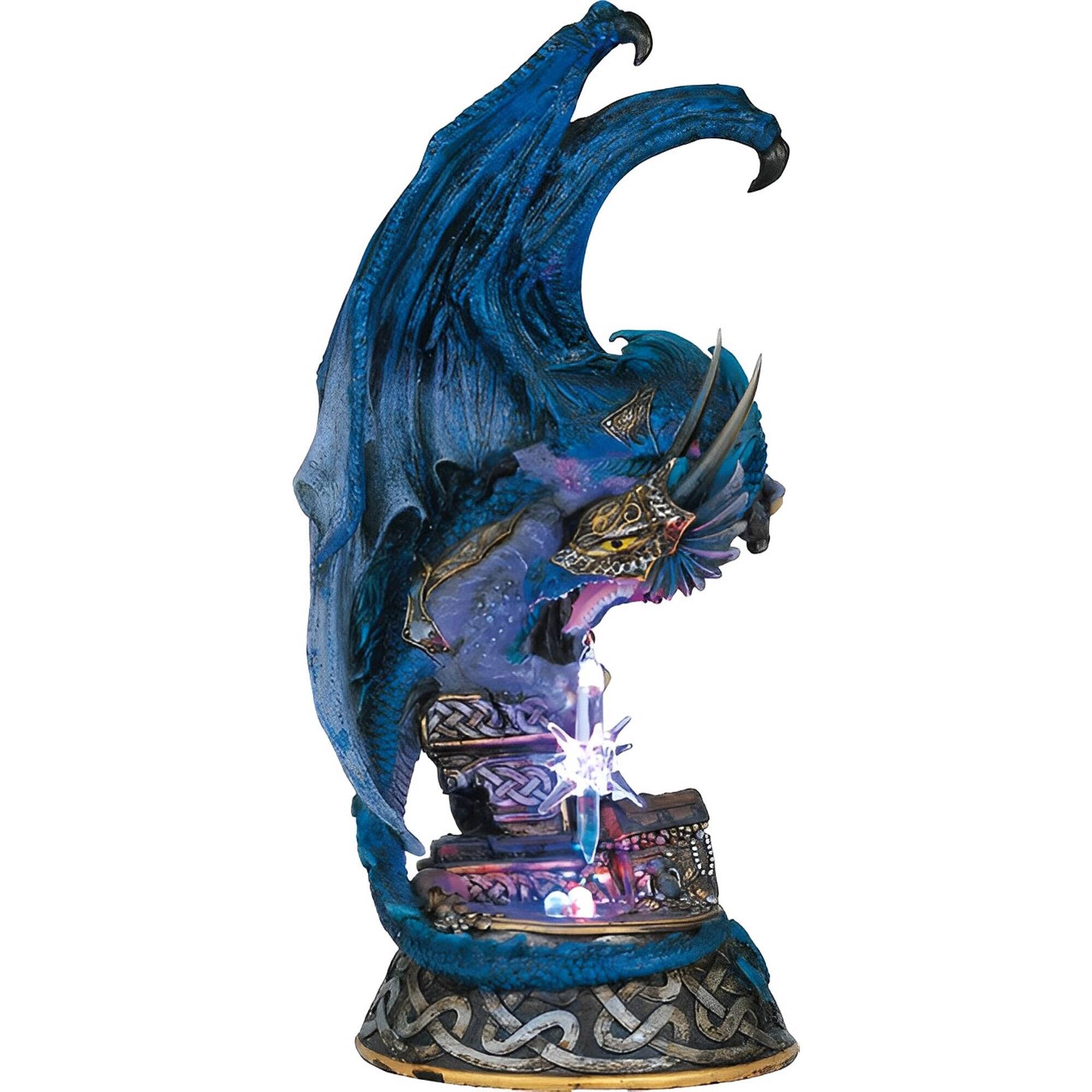 FC Design - 9"H LED Dragon Sitting on Throne Figurine Statue Office/Computer Desk Tabletop Medieval Gaming Home Decor Gift - Multi-Color