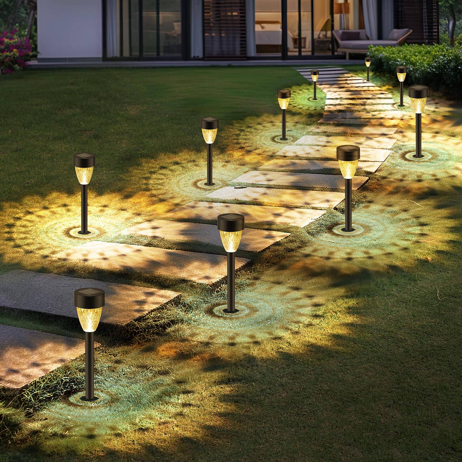 Alt View 3. Dazzed Corner - 12 Pack Solar Garden Lights, Outdoor Solar Pathway Lights - Black.