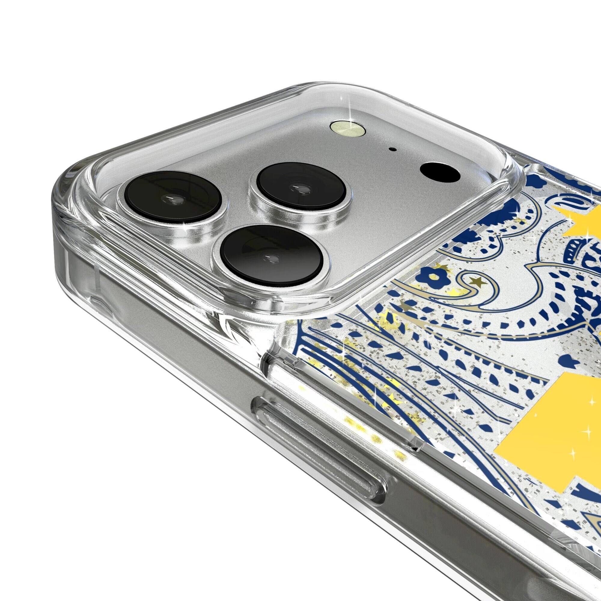 Alt View 2. Keyscaper - Navy Midshipmen iPhone Glitter Paisley Design Case - 15 Pro Max - Multicolor.