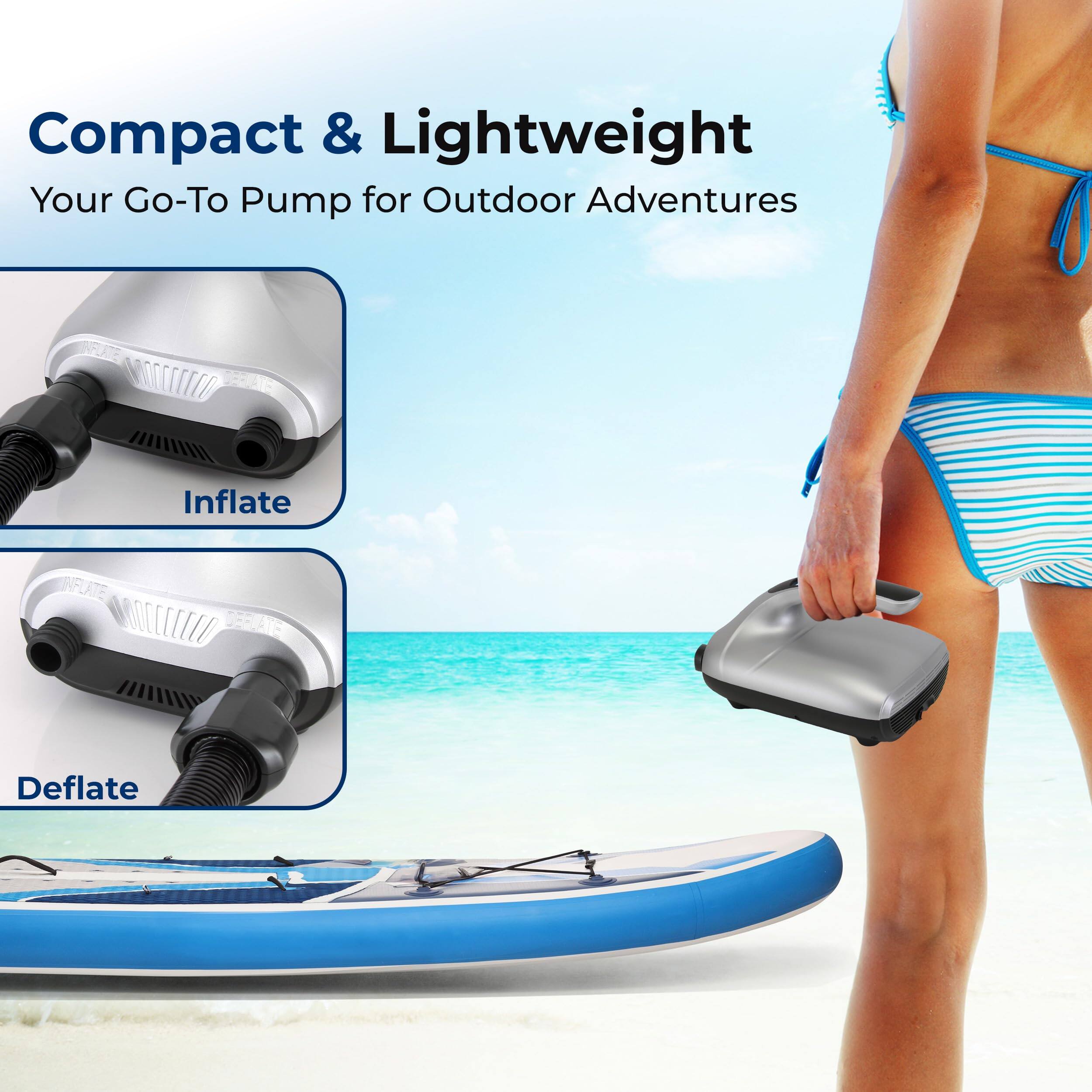 Compact & Lightweight  
Your Go-To Pump for Outdoor Adventures  

Inflate  
Deflate