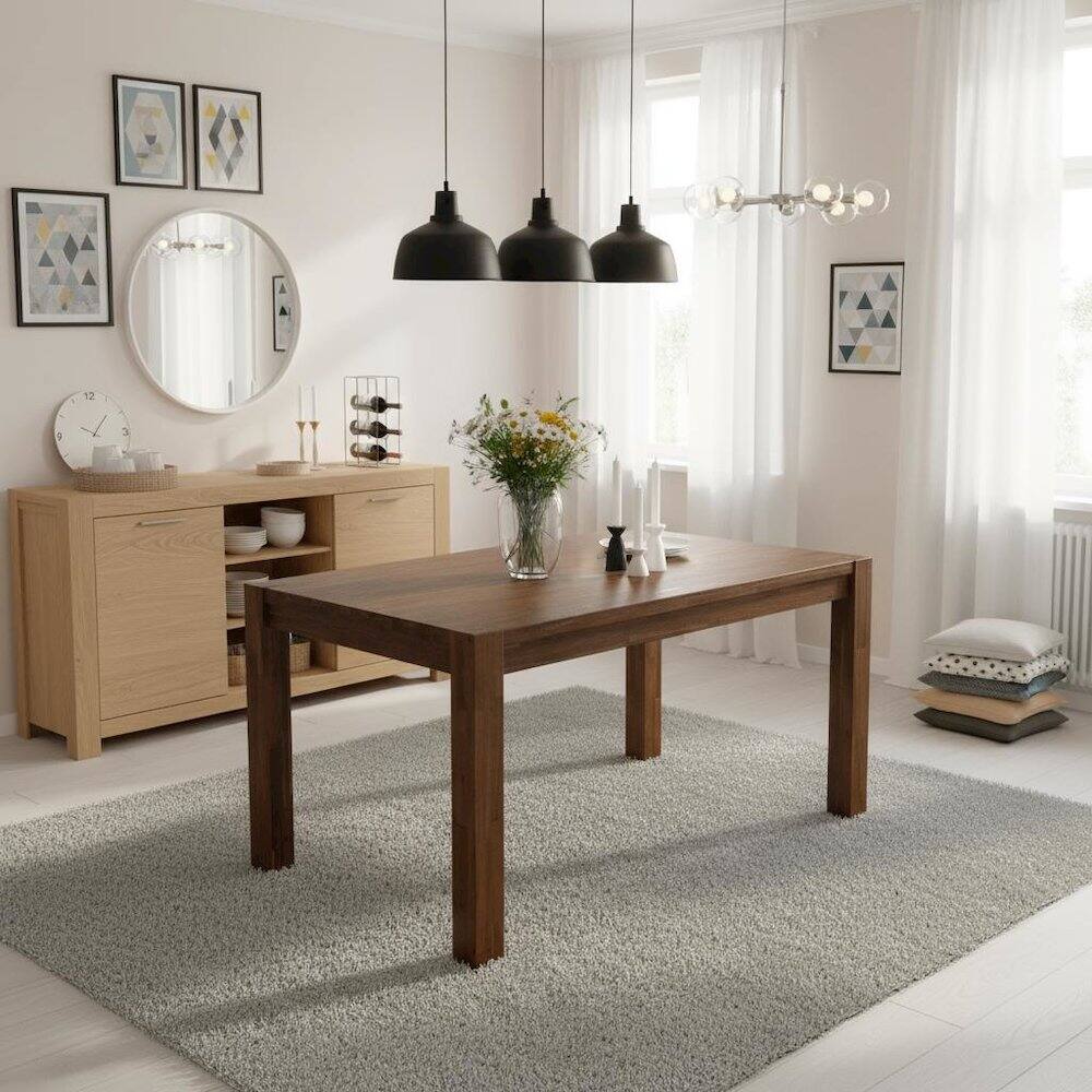 Alt View 4. FurniFact - Rectangular Kitchen Table - Walnut.