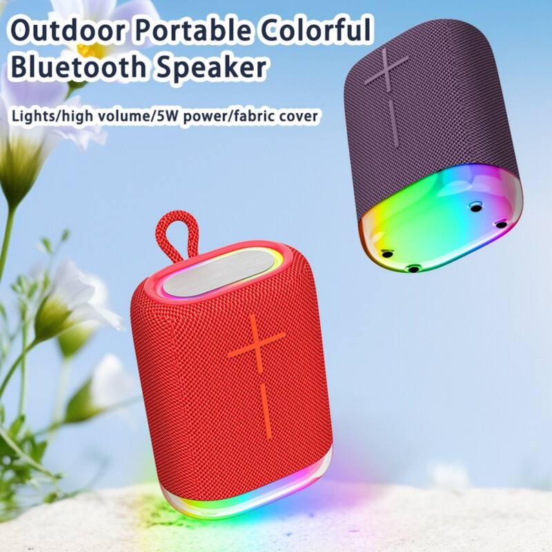 Outdoor Portable Colorful Bluetooth Speaker  
Lights/high volume/5W power/fabric cover