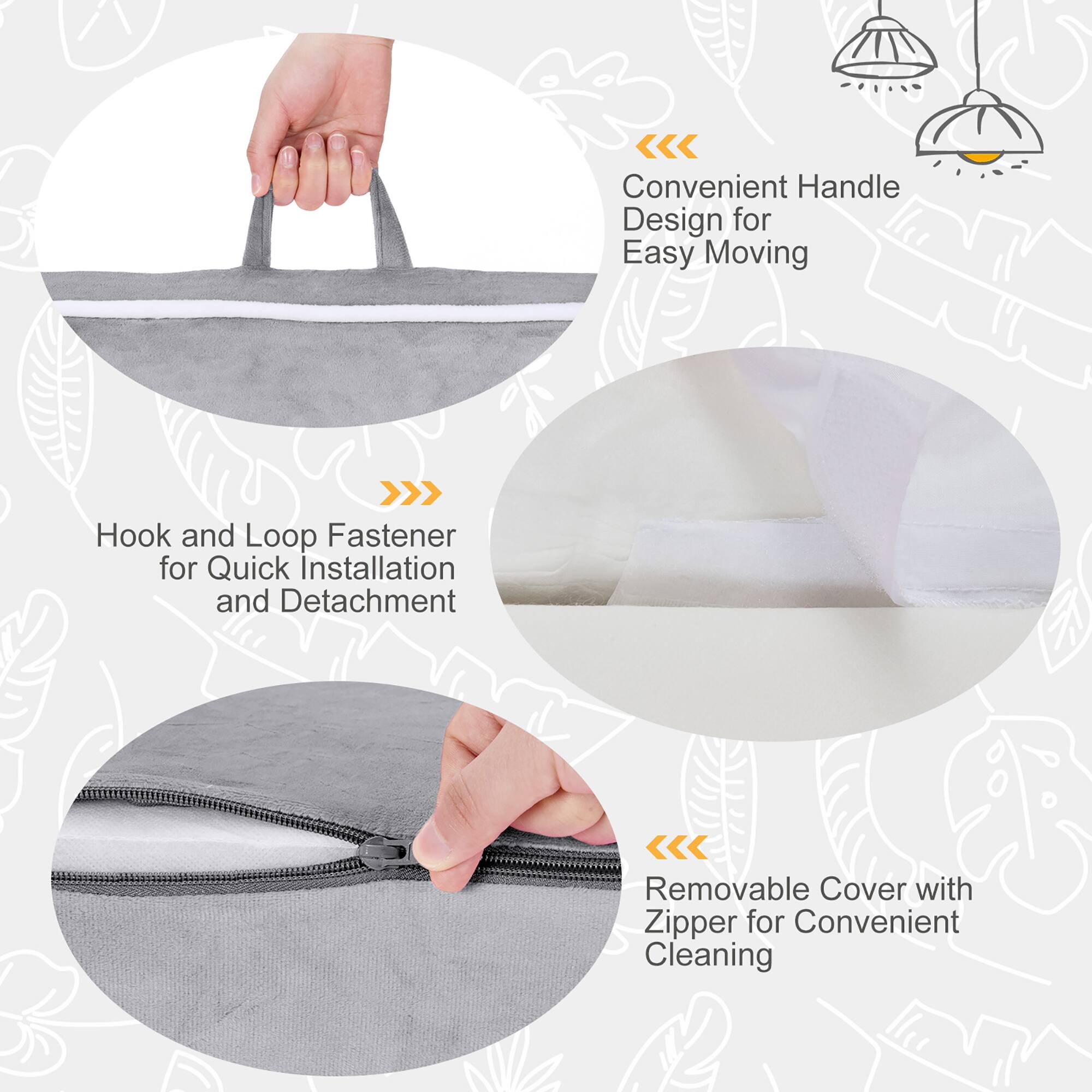 - Convenient Handle Design for Easy Moving
- Hook and Loop Fastener for Quick Installation and Detachment
- Removable Cover with Zipper for Convenient Cleaning