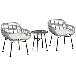 Resenkos - 3 Pieces Patio Set, Outdoor Bistro Furniture, PE Rattan - Cream White