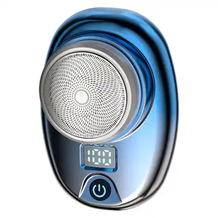 Front. Mirfee - Compact Travel Electric Razor: LED Digital Display & Fast Type-C Recharge - Blue.